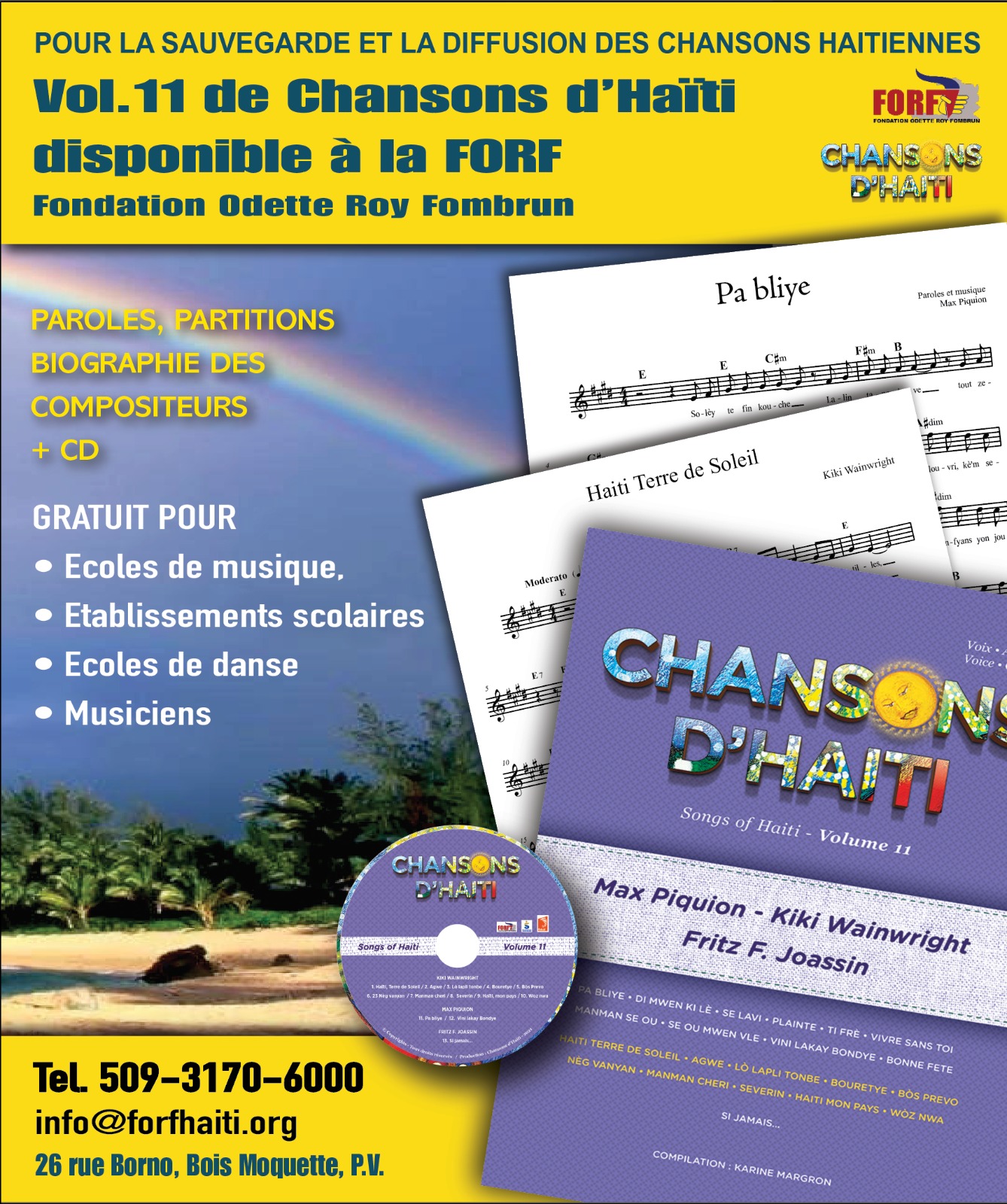 Le volume 11 de la collection “Chansons d’Haiti ” est disponible.